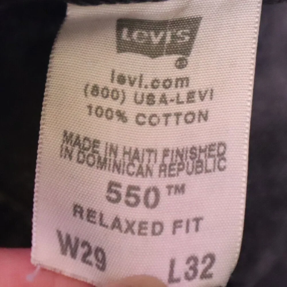 BLACK DISTRESSED JEANS 29x32 Levi's *FLAWED* 550 Relaxed Straight Casual Grunge
